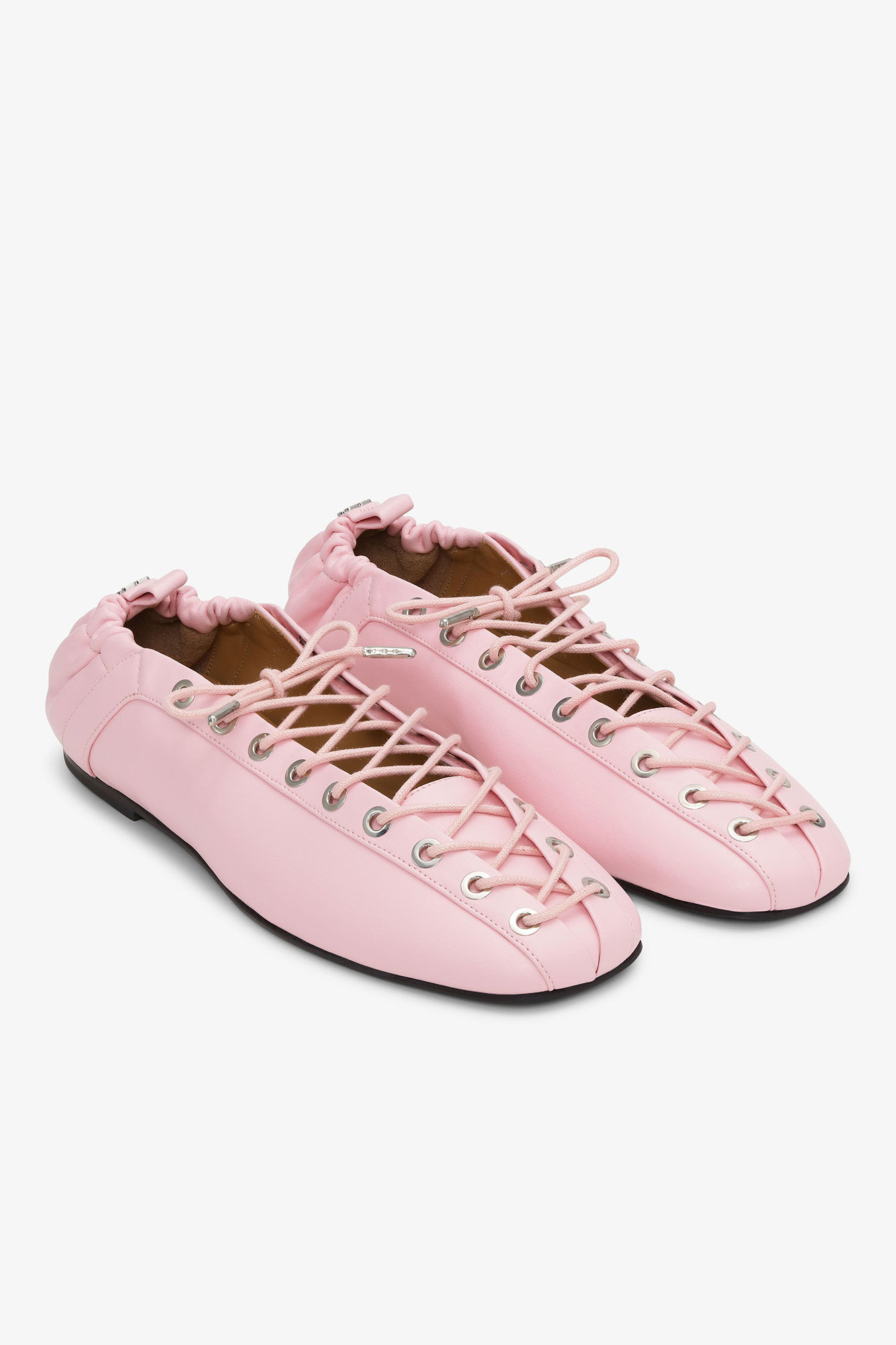 Lace-Up Ballerinas in Rose, Lyocell, in colour Fairy Tale - 2 - GANNI
