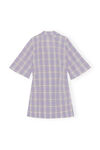 Seersucker Mini Dress, Organic Cotton, in colour Check Persian Violet - 2 - GANNI