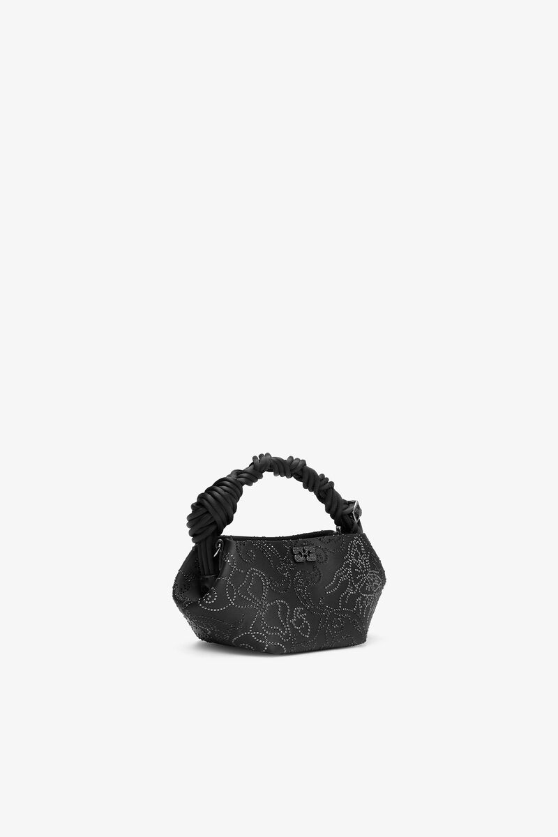 Black Rhinestone Mini Bou Bag, Recycled Polyester, in colour Black - 2 - GANNI
