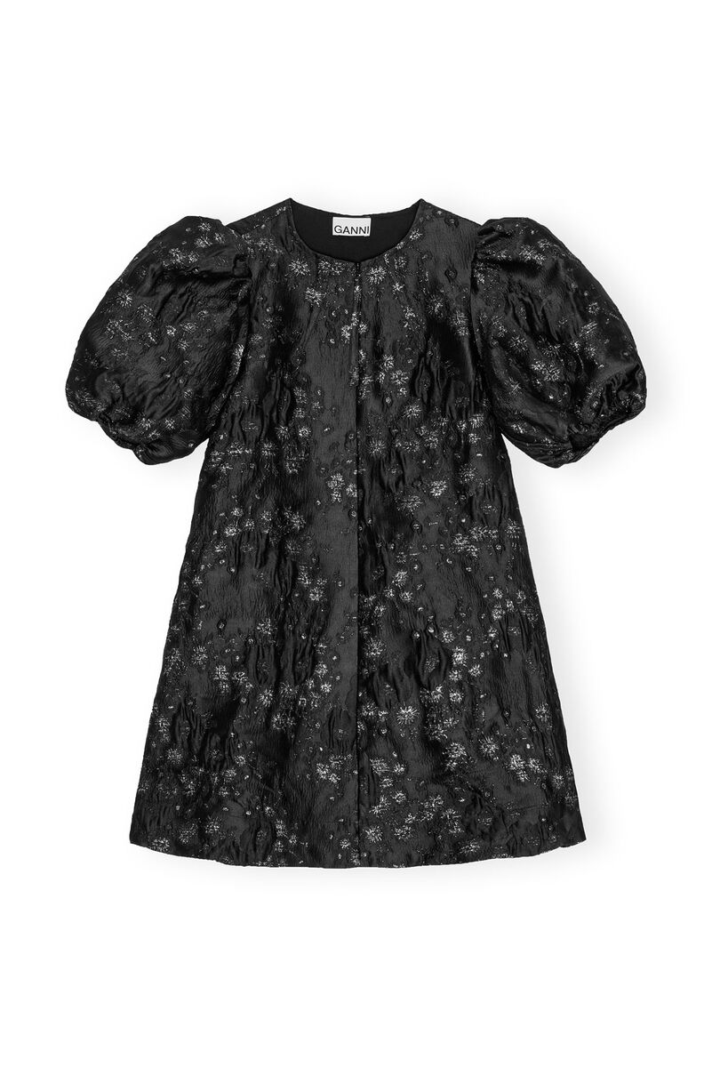 Robe Black/Silver 3D Jacquard A-line Mini, Polyamide, in colour Black - 1 - GANNI