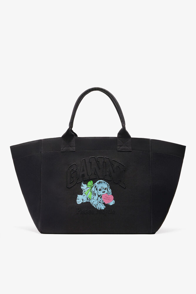 Black Puppy XXL Canvas Tote Bag, Phantom