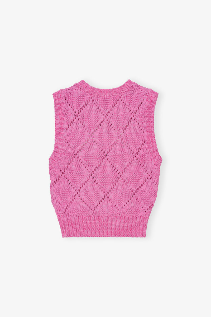 Pink Vest, Organic Cotton, in colour Rose Violet - 2 - GANNI