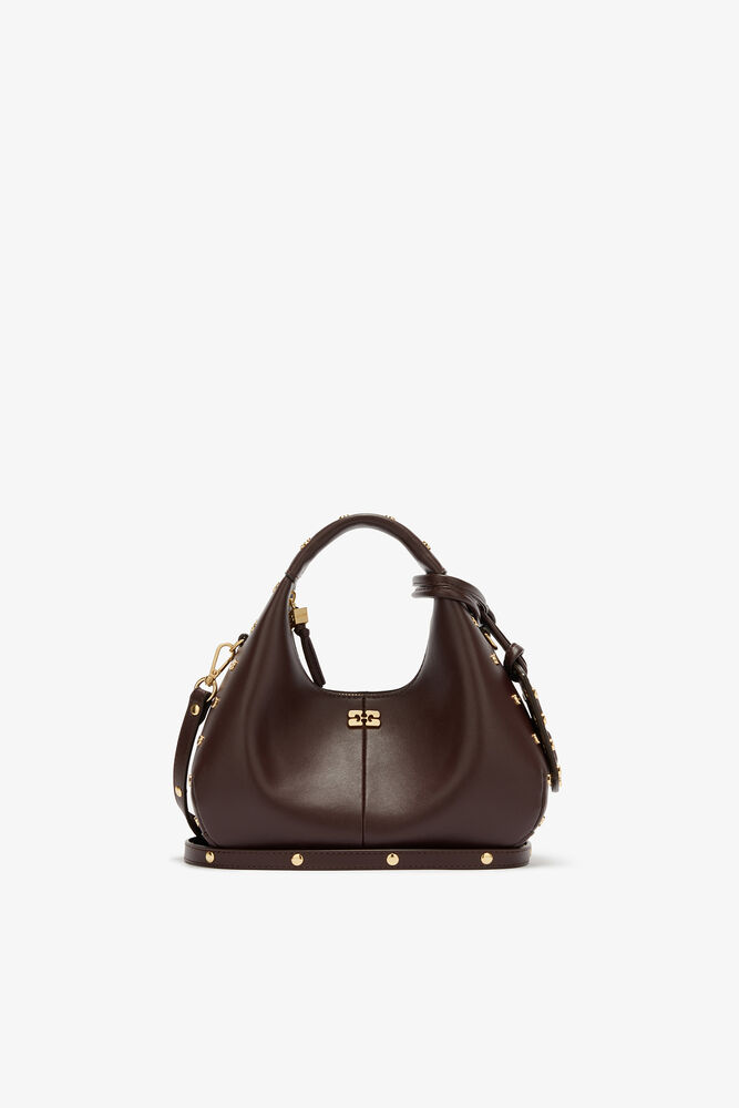 Mini Hobo Bag Studs in Brown, Chicory Coffee