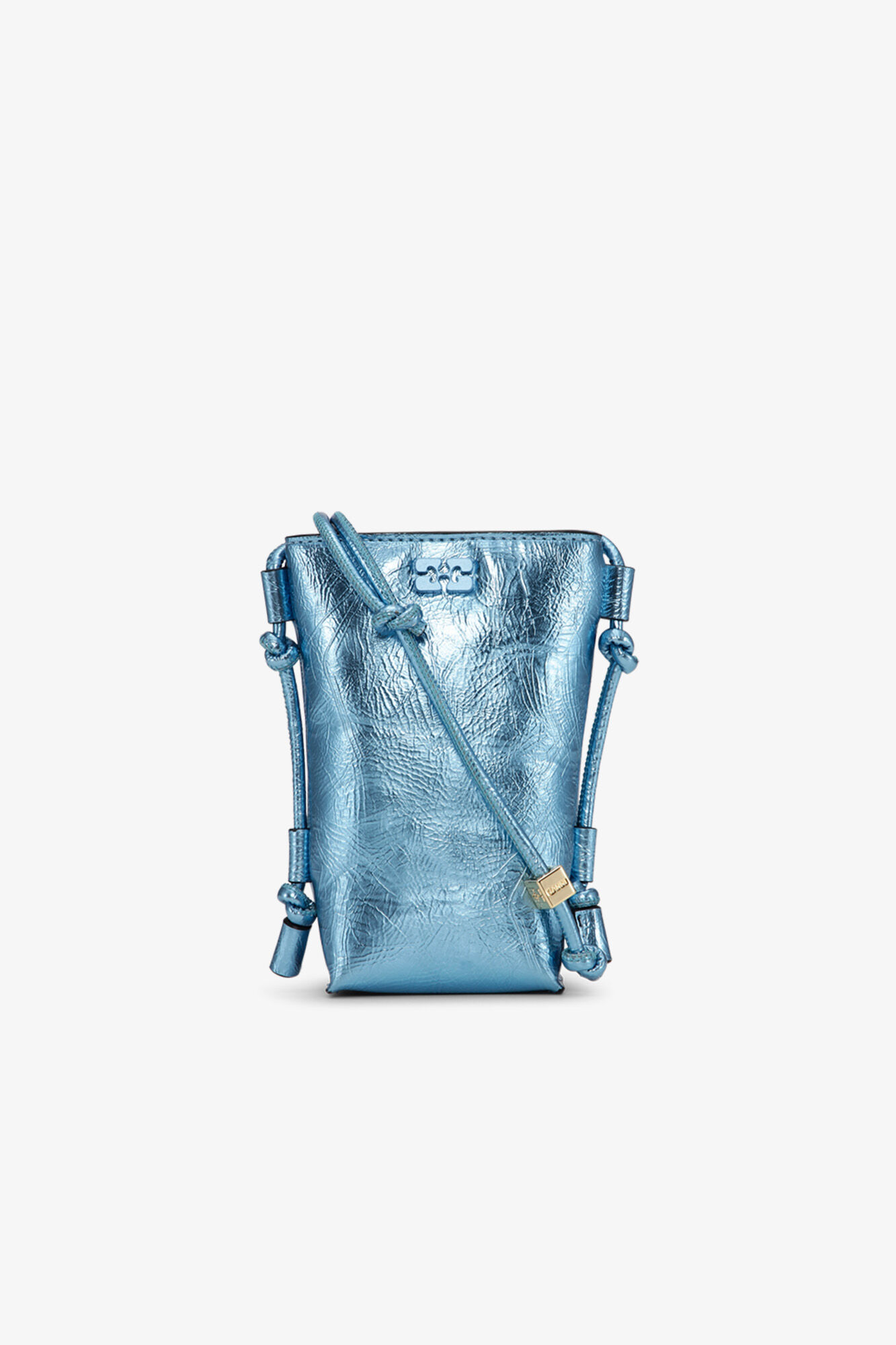 Blue Metallic GANNI Bou Crossbody Bag, Polyester, in colour Blue Curacao - 1 - GANNI