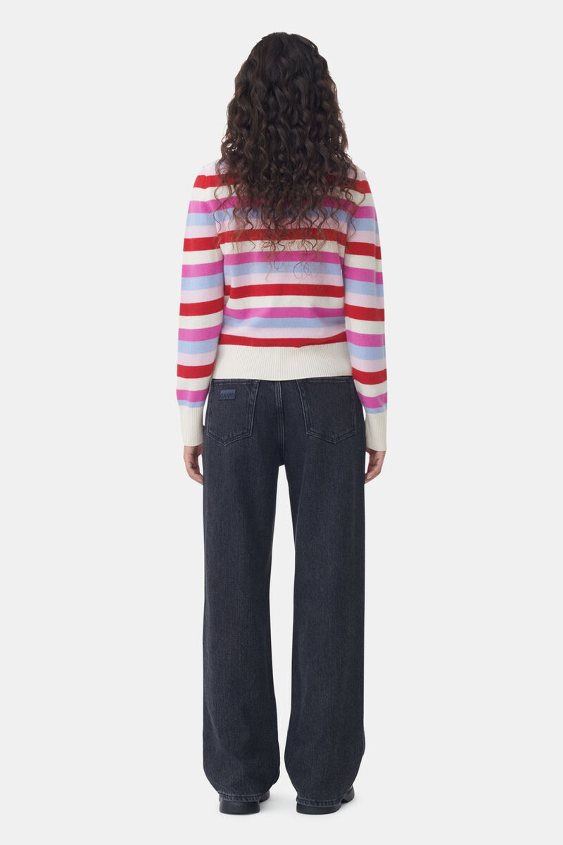 Striped Collar Pullover, Cashmere, in colour Egret - 4 - GANNI