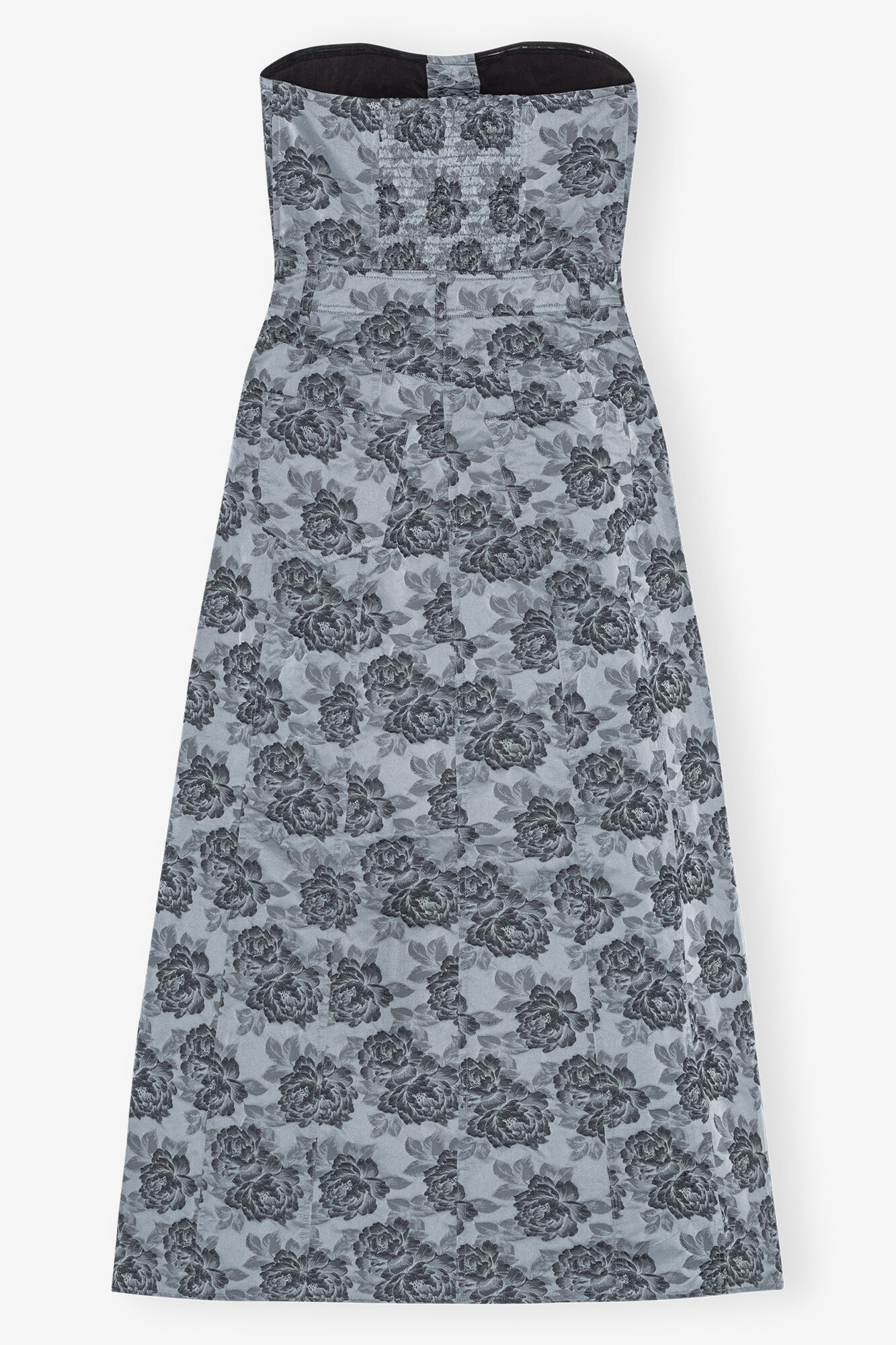 Blue Floral Jacquard Long Corsage Kjole, Polyamide, in colour Illusion Blue - 2 - GANNI