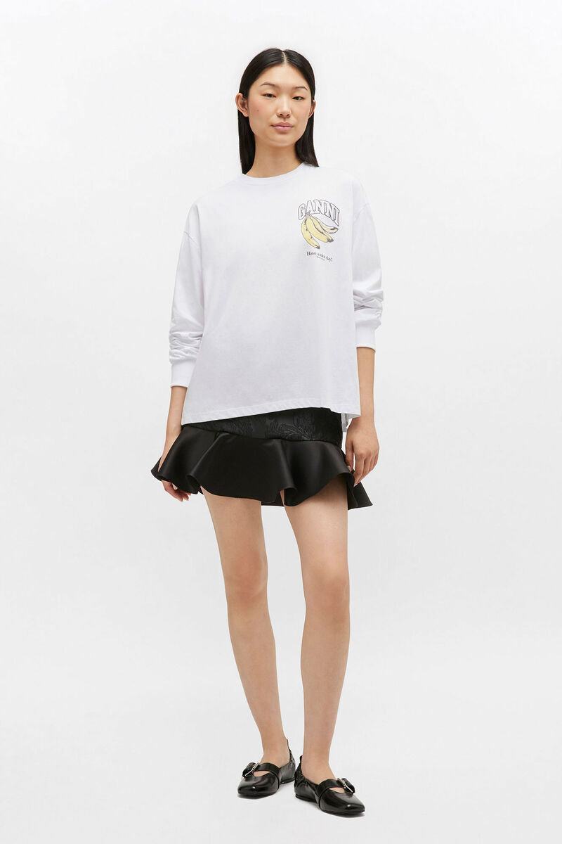 Long-sleeve Fruit T-shirt, Organic Cotton, in colour Bright White - 2 - GANNI