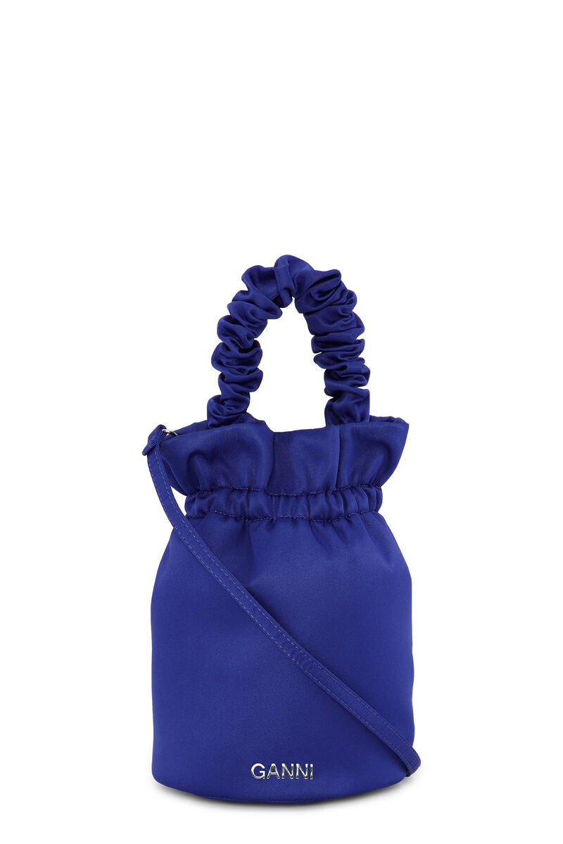 Ruched Top Handle Bag, Polyester, in colour Daphne - 1 - GANNI