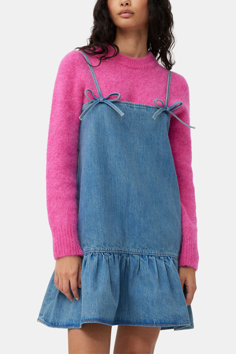 Tint Denim Mini Dress, Organic Cotton, in colour Tint Wash - 2 - GANNI