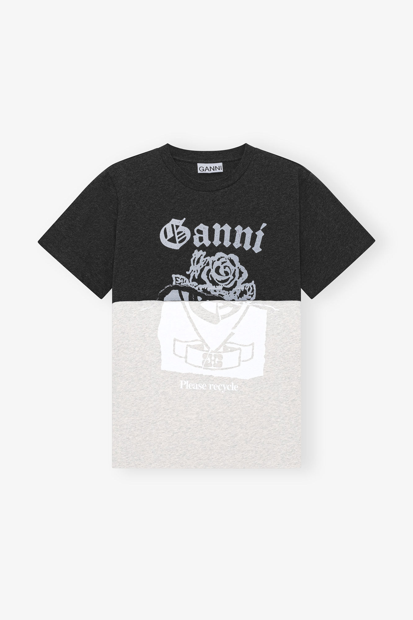 Re-cut Jersey T-shirt, Cotton, in colour Phantom - 3 - GANNI