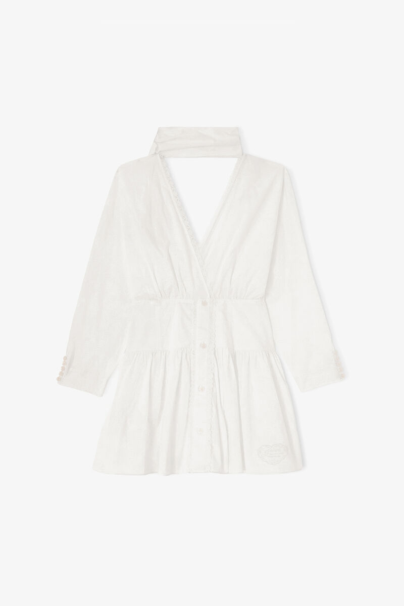 Dress in White Cotton, Organic Cotton, in colour Bright White - 1 - GANNI