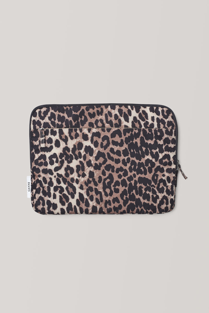 Tech Fabric Accessories Laptop Sleeve, Polyester, in colour Leopard - 1 - GANNI