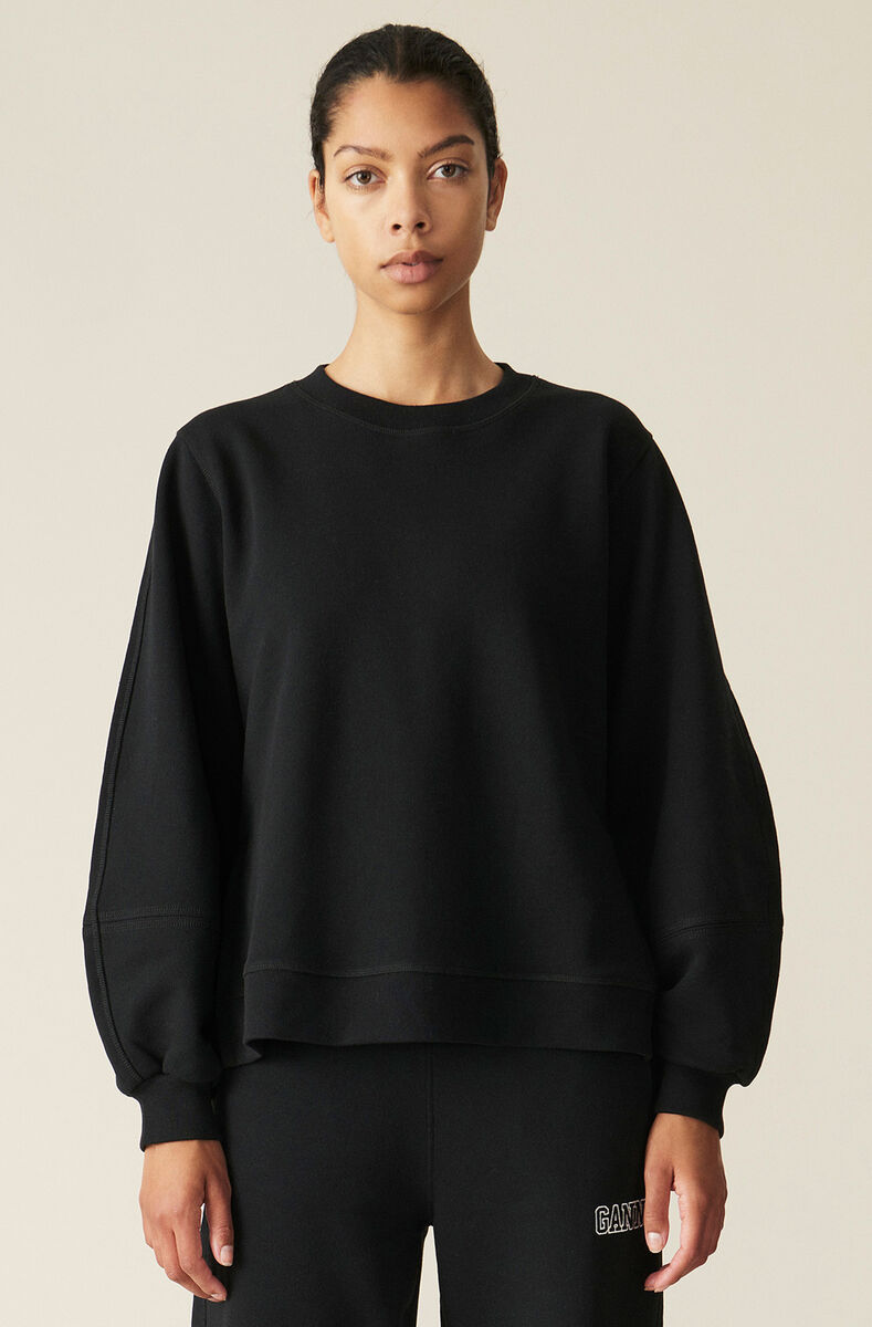 Software Isoli Puff Sleeve Sweatshirt, Cotton, in colour Black - 1 - GANNI