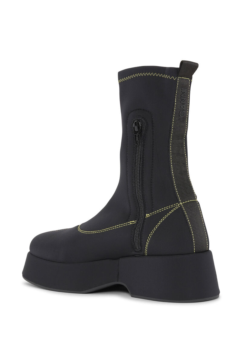 Retro Flatform Ankle Sockboots, Elastane, in colour Black - 2 - GANNI