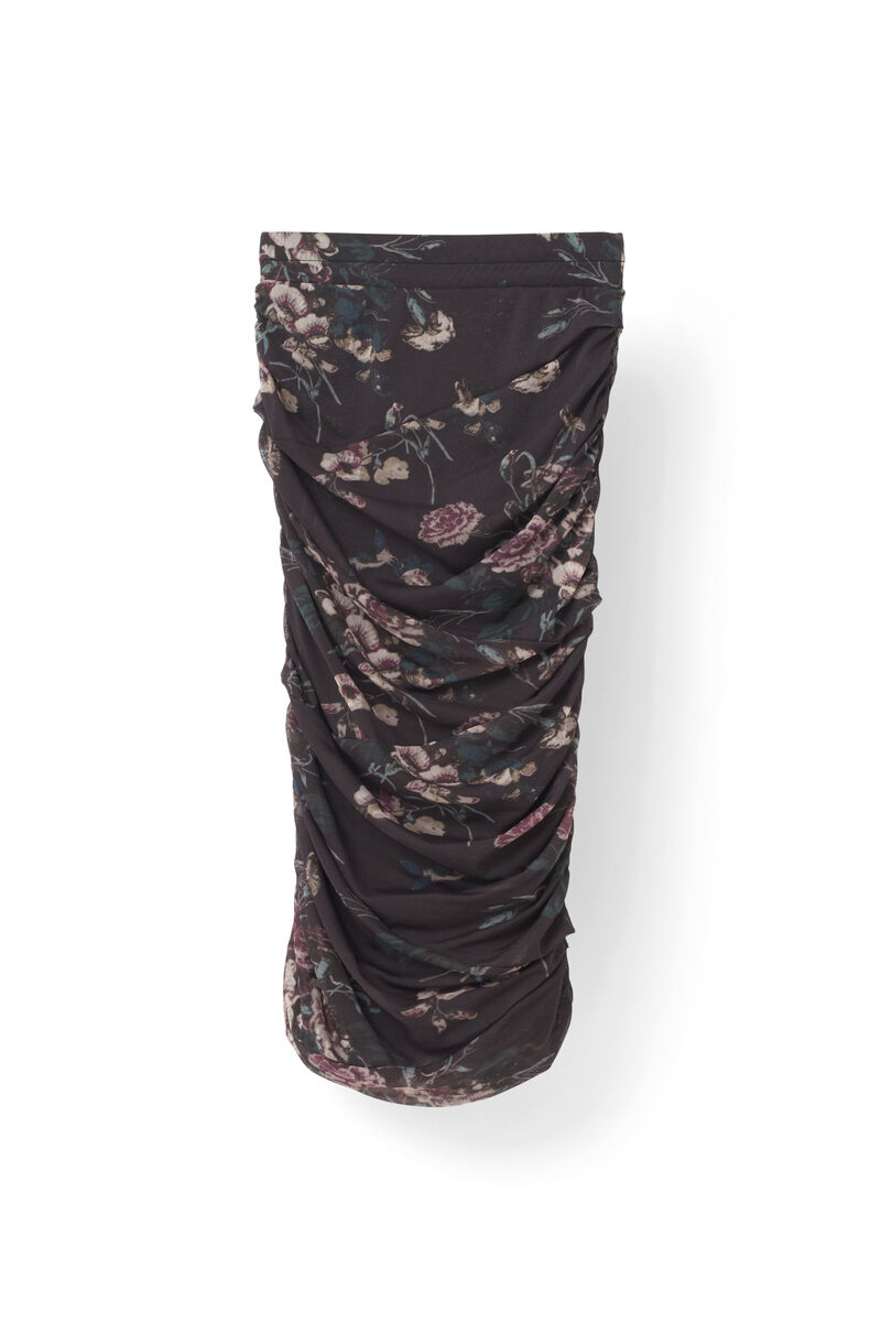 Delaney Mesh Skirt, in colour Black Bouquet - 1 - GANNI