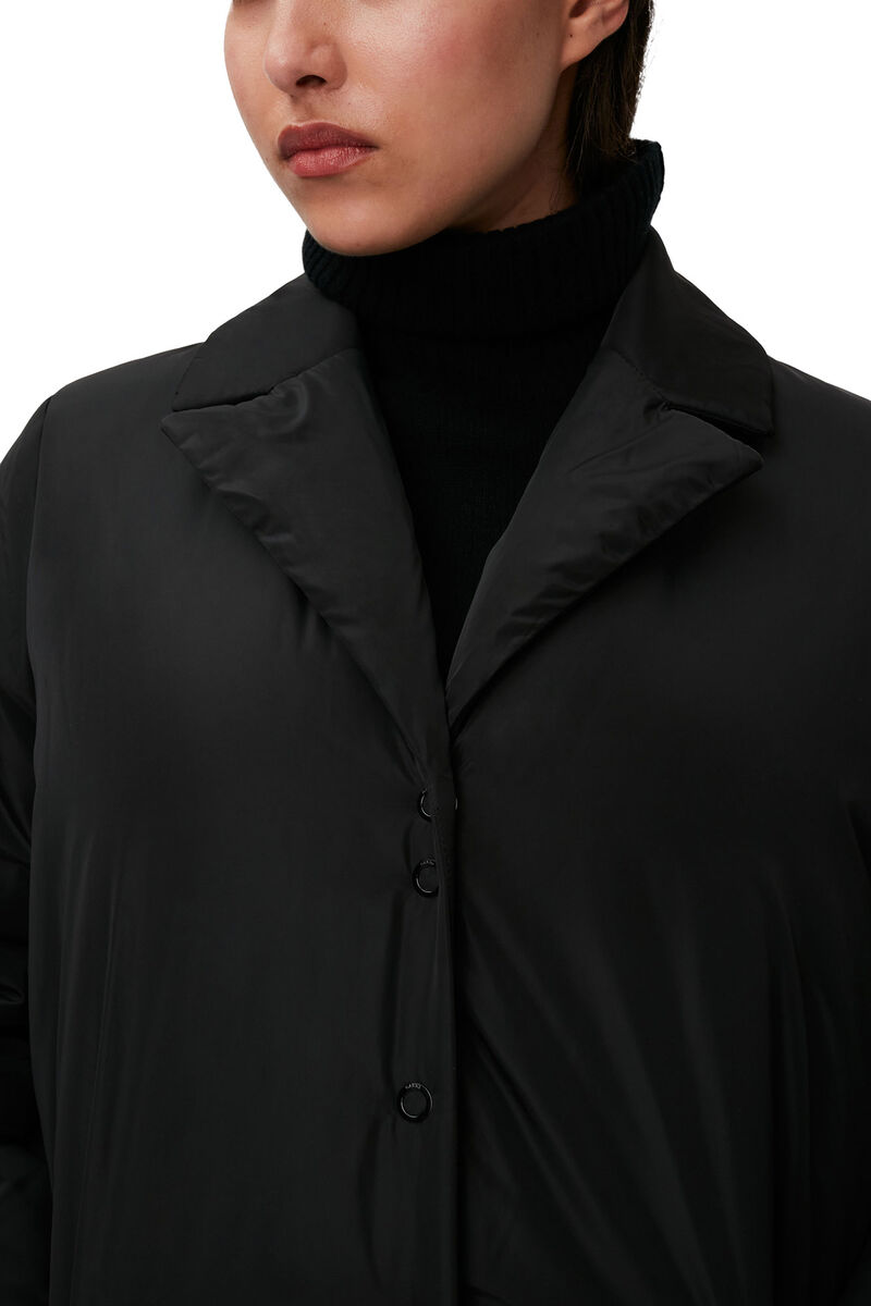 Light Padded Coat, Recycled Polyester, in colour Black - 4 - GANNI