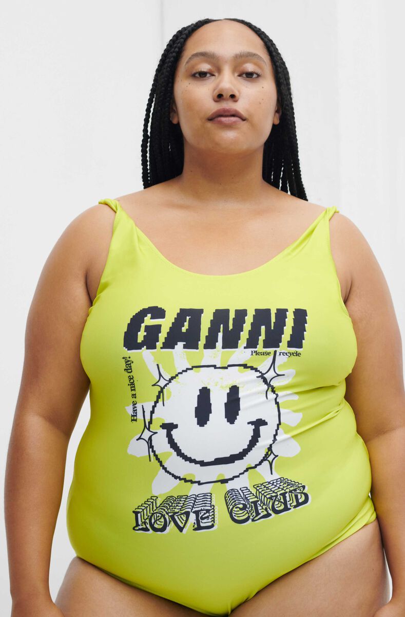 Graphic Sporty Swimsuit, Elastane, in colour Blazing Yellow - 4 - GANNI