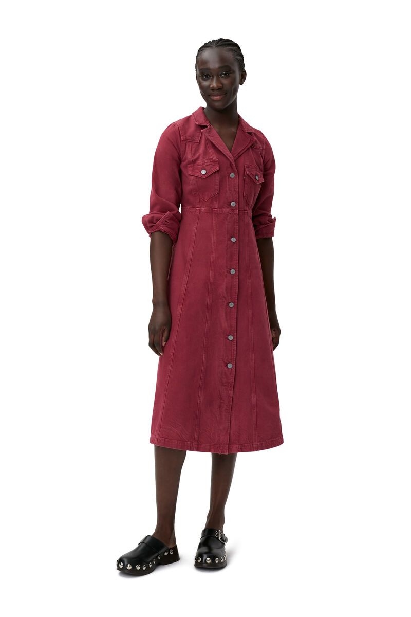Shirt Midi Dress, in colour Natural Tawny - 5 - GANNI