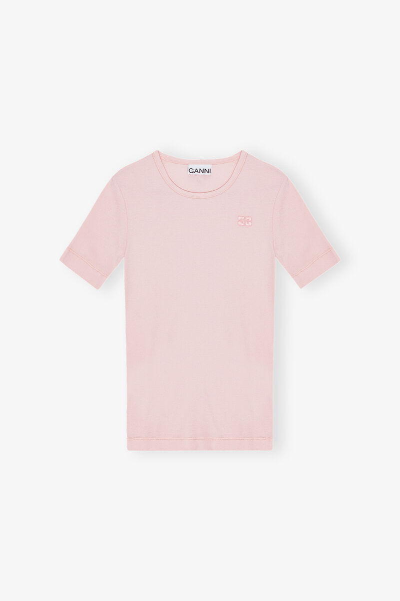 T-Shirt in Rosa, Organic Cotton, in colour Raspberry Rose - 1 - GANNI