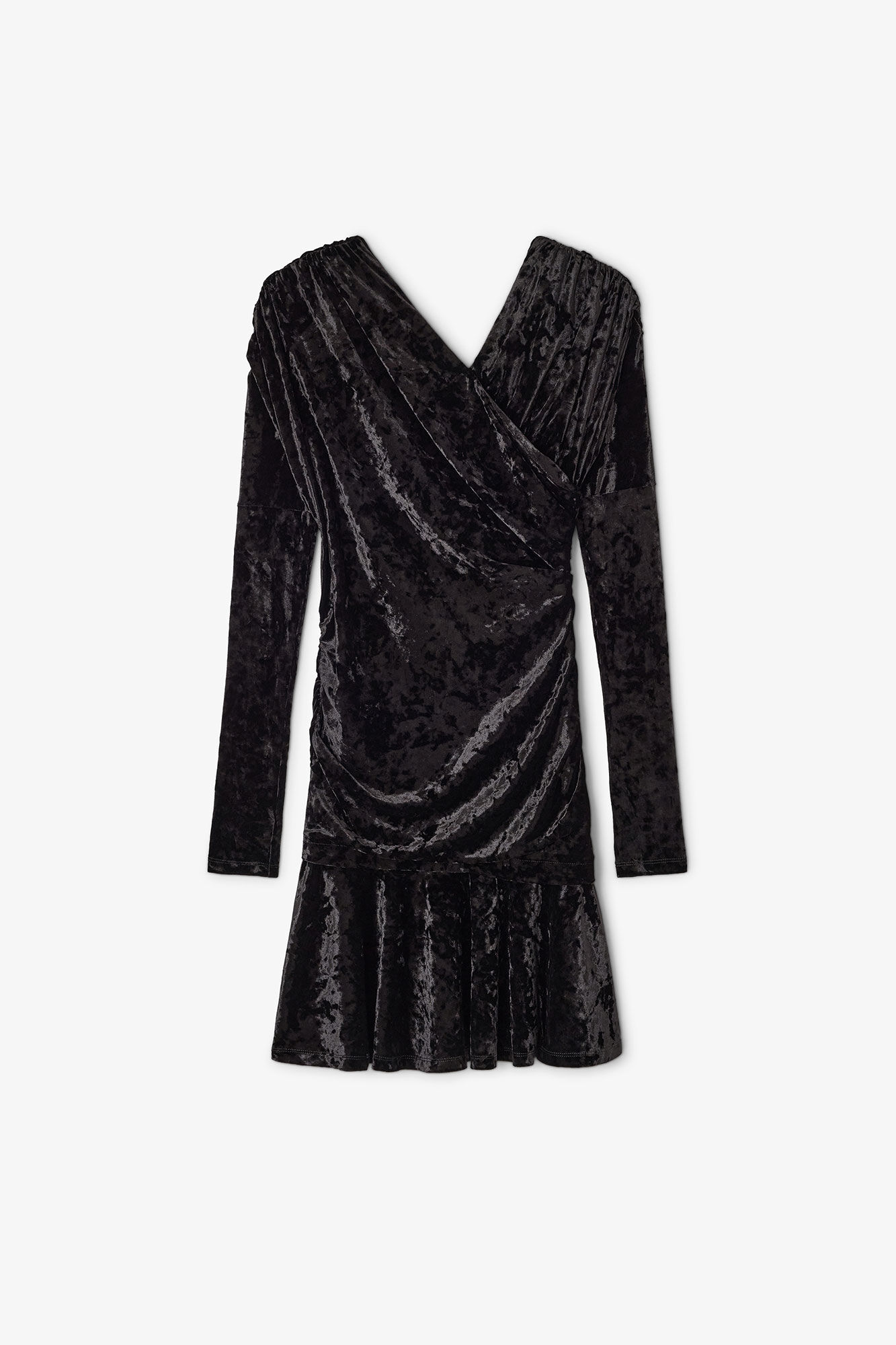 Black Ruched Mini Dress, Elastane, in colour Black - 1 - GANNI