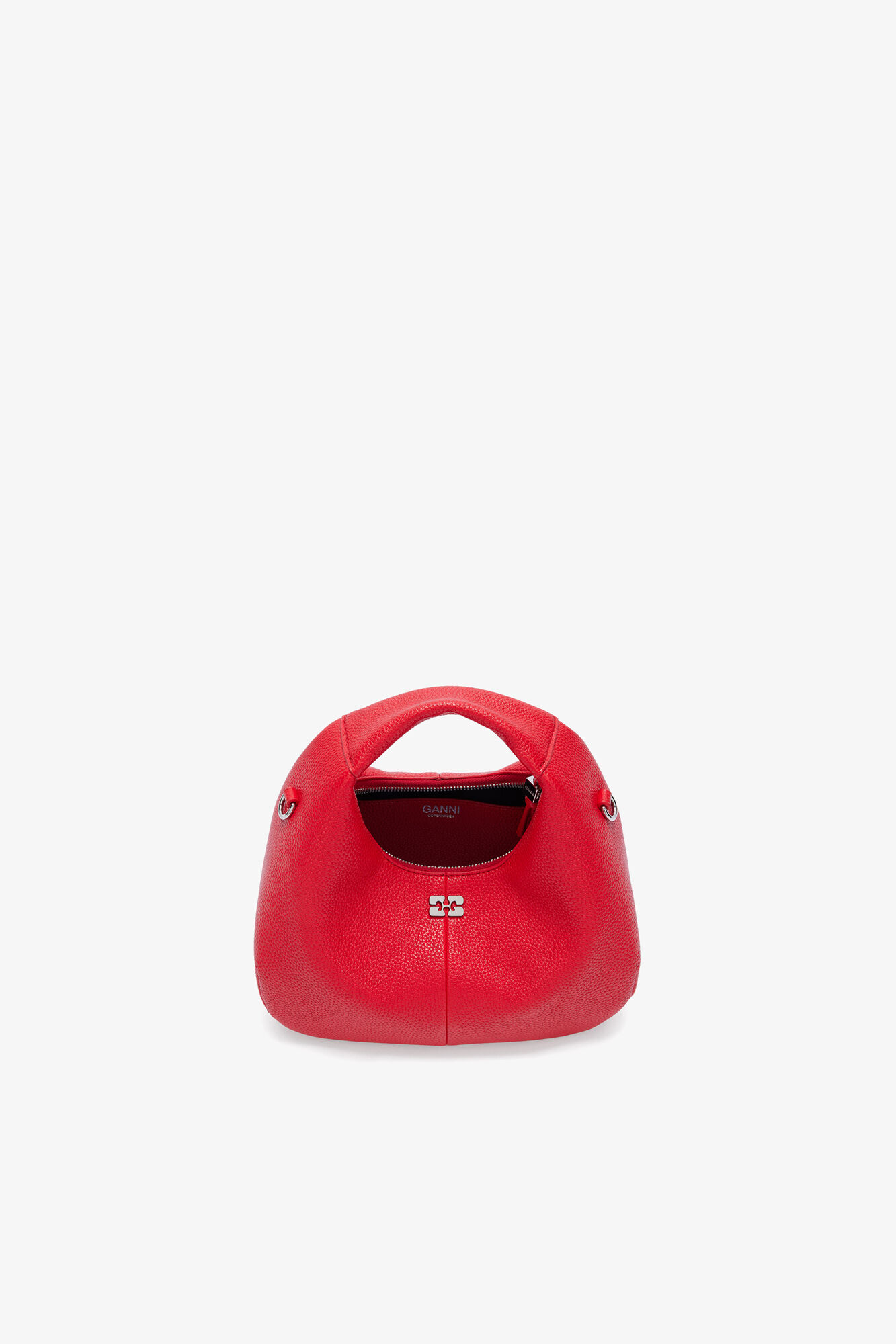 Mini Hobo Bag in Red, Recycled Polyester, in colour Goji Berry - 3 - GANNI