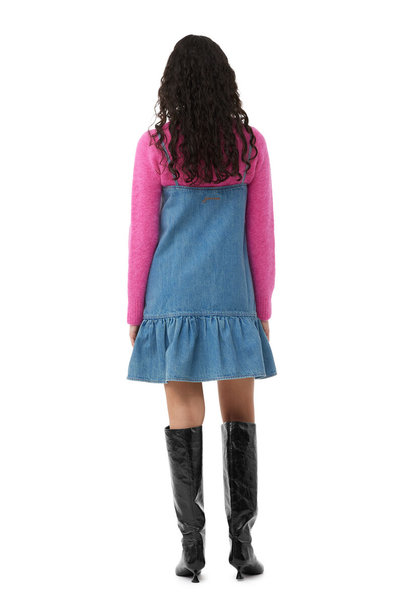 Tint Denim Mini Dress, Organic Cotton, in colour Tint Wash - 4 - GANNI