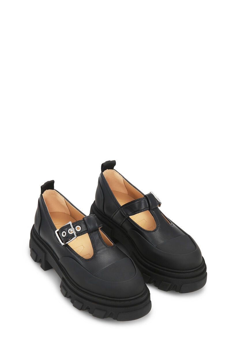 Black Cleated Mary Jane Schuhe, Polyester, in colour Black - 2 - GANNI