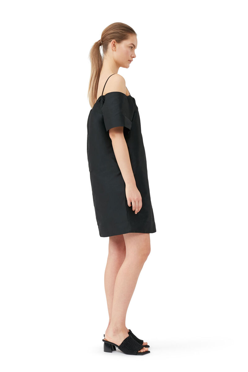 Taffeta Mini Dress, Recycled Polyester, in colour Black - 3 - GANNI