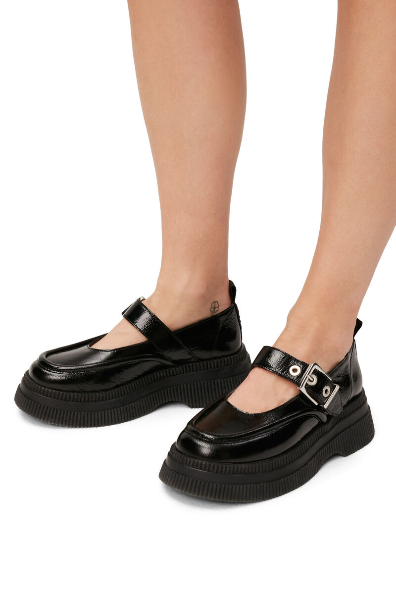 Creepers Mary Jane, Leather, in colour Black - 4 - GANNI