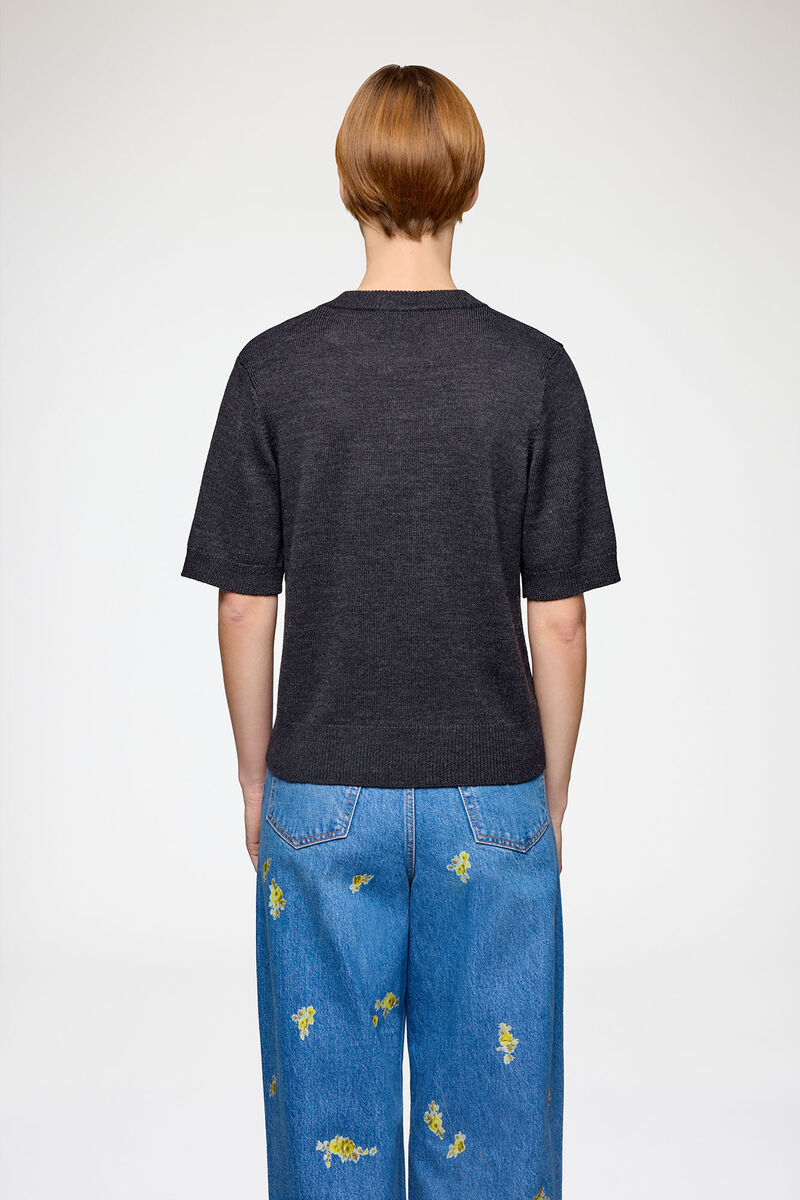 Tee in Merino, Wool, in colour Phantom - 3 - GANNI