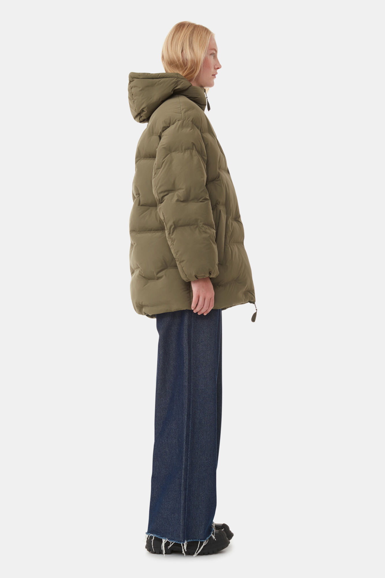 Soft Puffer Midi Jacket, Recycled Polyester, in colour Kalamata - 3 - GANNI