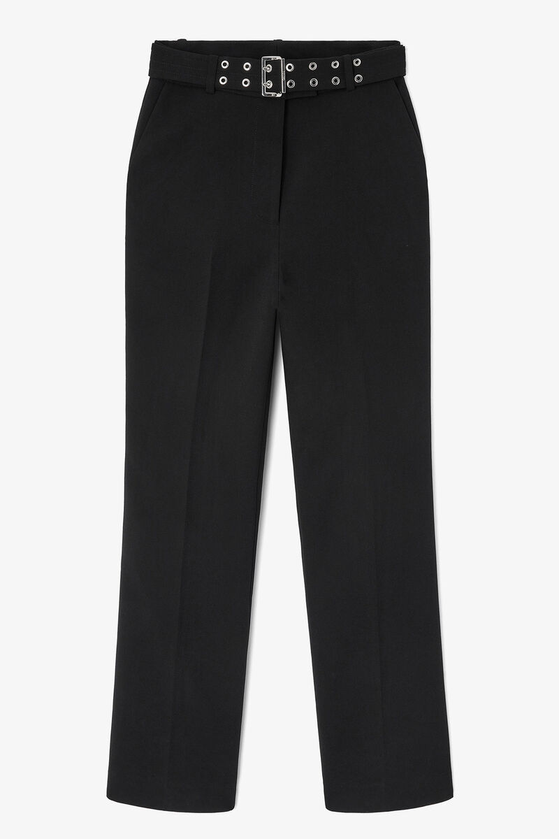 Black Belted Trousers, in colour Jet Black - 1 - GANNI