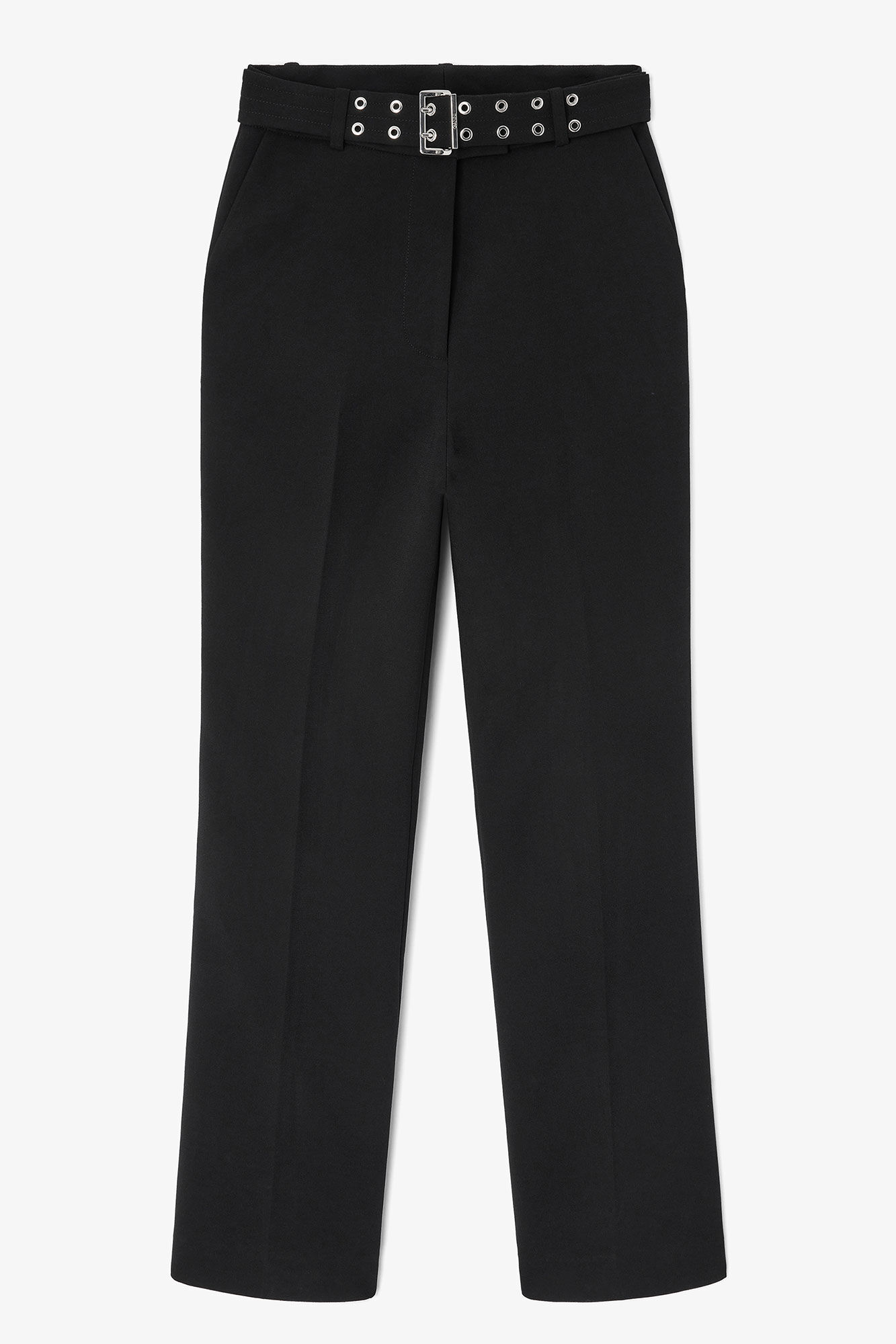 Black Belted Trousers, in colour Jet Black - 1 - GANNI