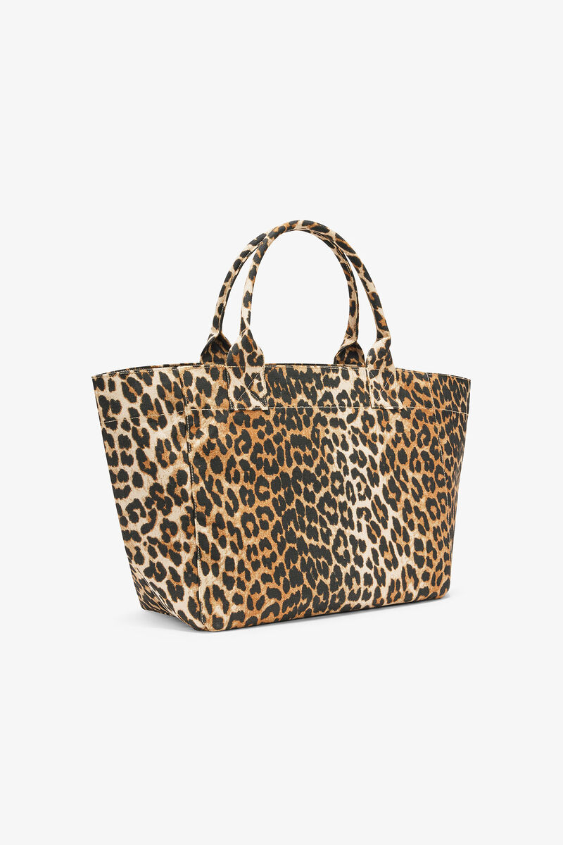 Leopard Medium Tote, in colour Almond Milk - 2 - GANNI