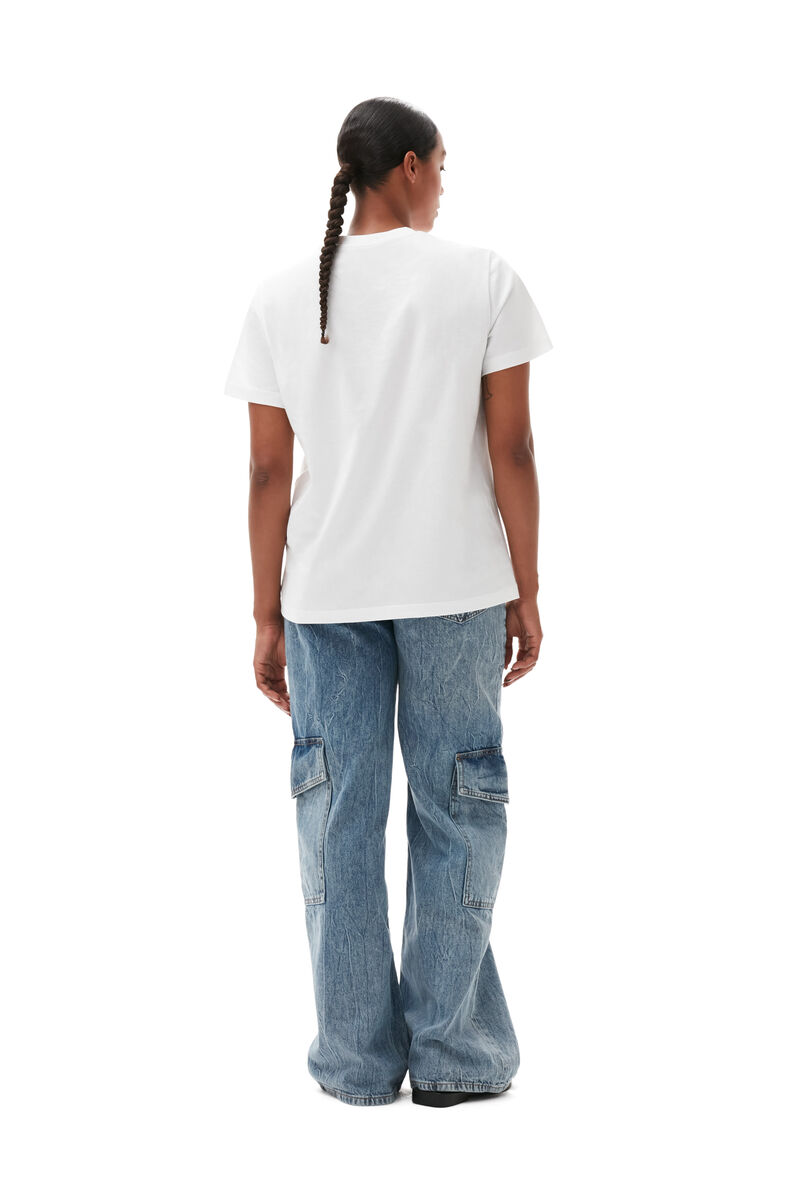 Relaxed Have a Nice Year T-shirt, Cotton, in colour Bright White - 2 - GANNI