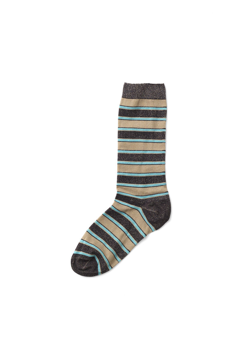 Paltrow Glitter Ankle Socks, in colour Black Stripes - 1 - GANNI