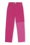 Figni jeans, Cotton, in colour Phlox Pink - 1 - GANNI