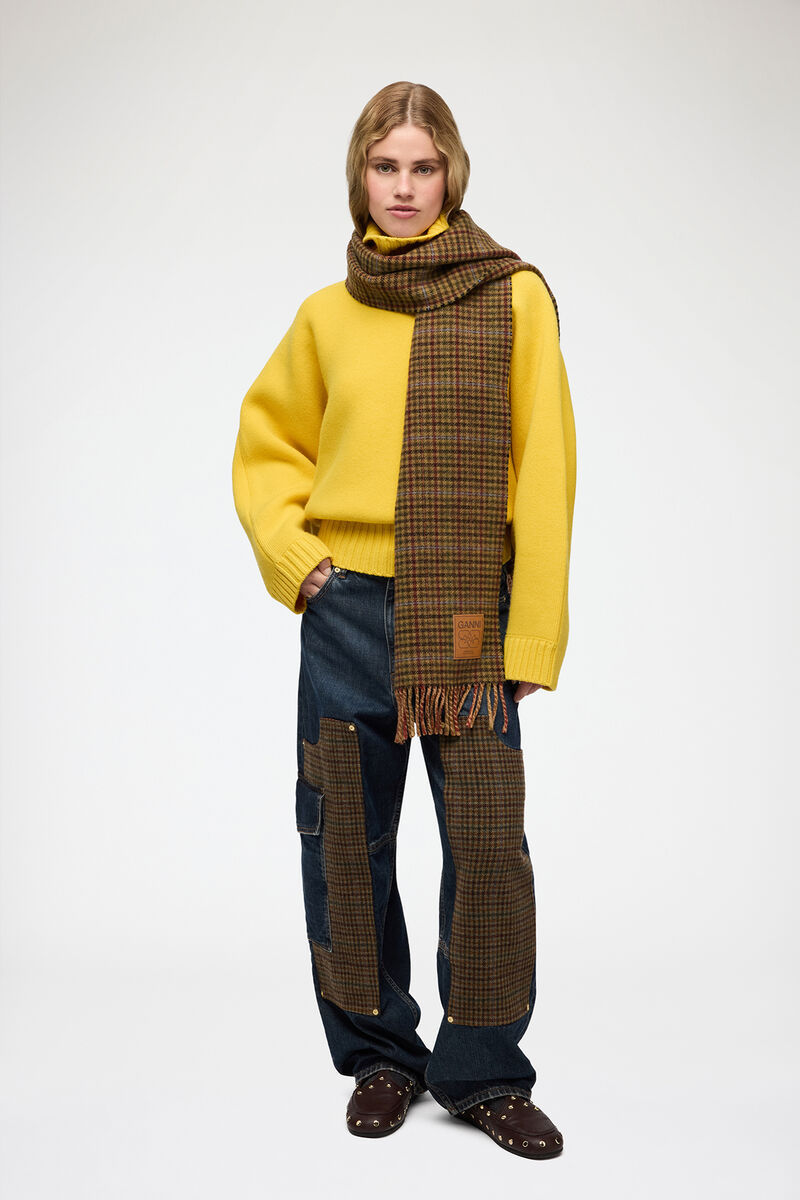 Turtleneck in Double Knit, Wool, in colour Lemon - 2 - GANNI