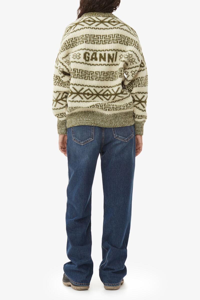 Wool Pullover, Organic Wool, in colour Avocado - 4 - GANNI