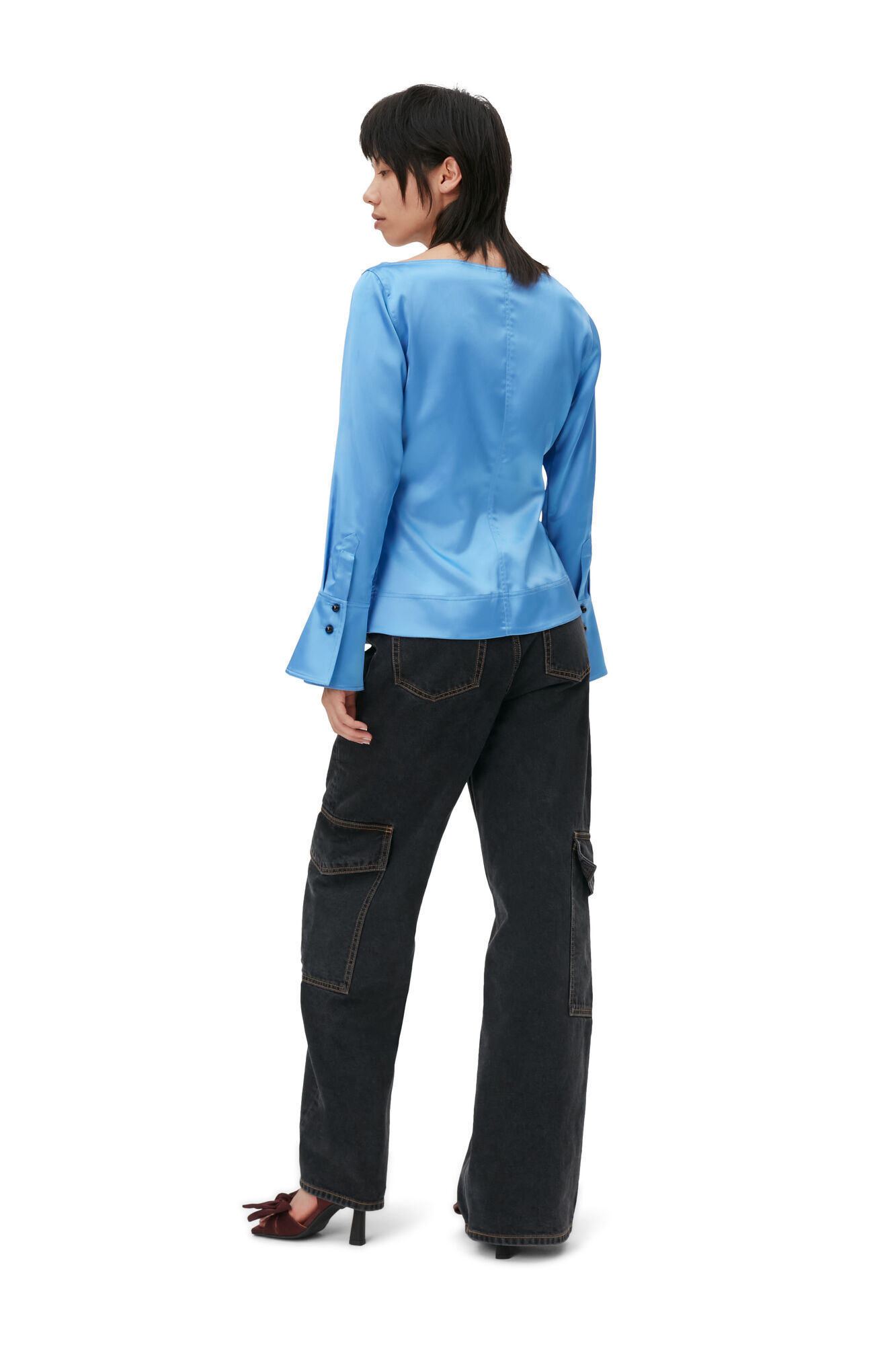 Angi Jeans, Cotton, in colour Washed Black/Black - 2 - GANNI