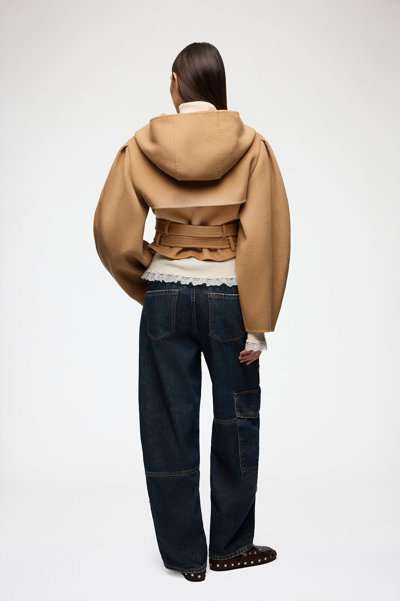Jacket in Double-Faced Wool, Wool, in colour Tiger's Eye - 3 - GANNI