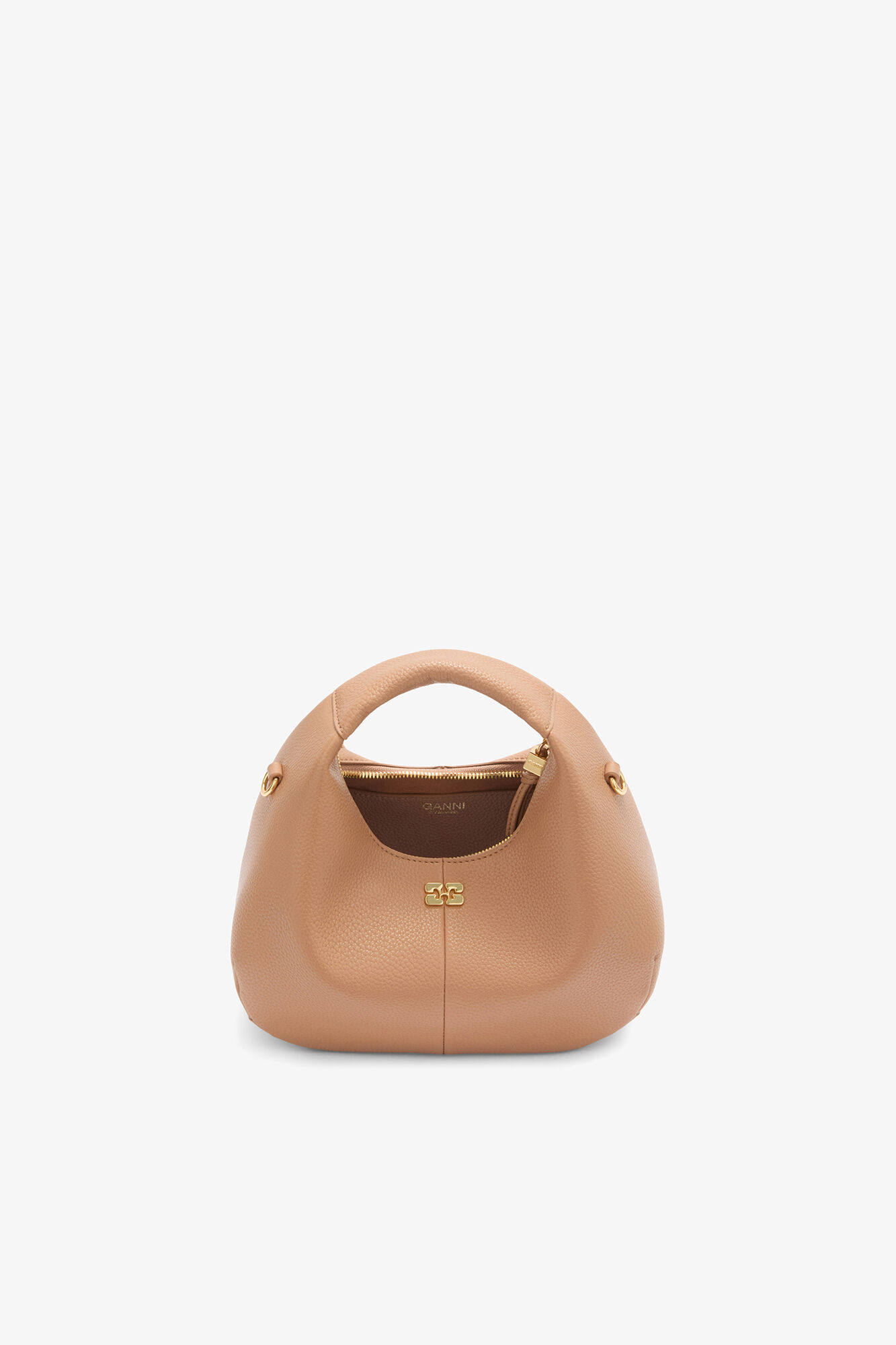Mini sac marron Hobo, Recycled Polyester, in colour Tawny Birch - 3 - GANNI