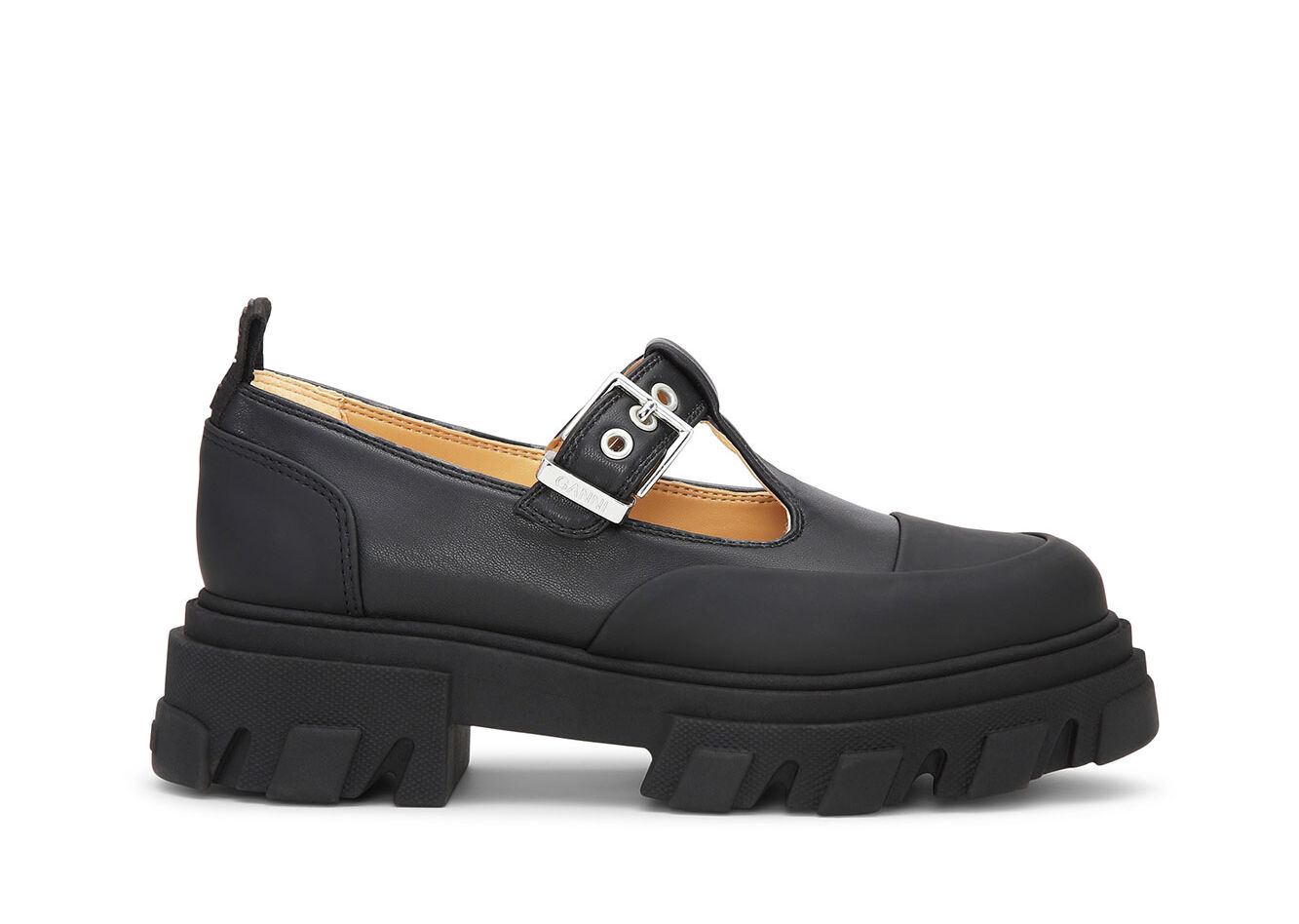 Black Cleated Mary Jane-sko, Polyester, in colour Black - 1 - GANNI
