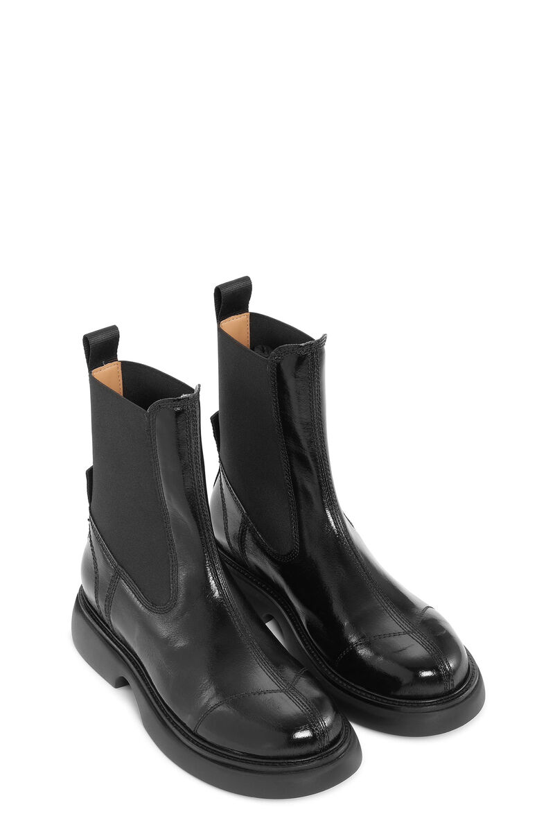 Black Everyday Mid Chelsea Boots, Polyester, in colour Black/Black - 2 - GANNI