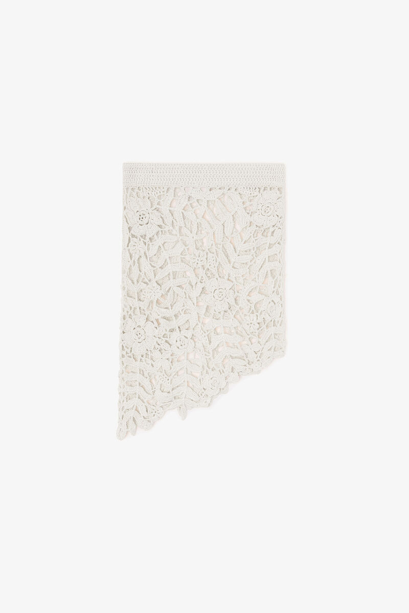 Nederdel i bomuldscrochet, Organic Cotton, in colour Egret - 1 - GANNI