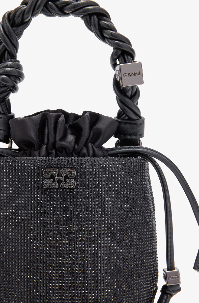 Black Mini GANNI Bou Bucket Bag, Recycled Polyester, in colour Black - 3 - GANNI