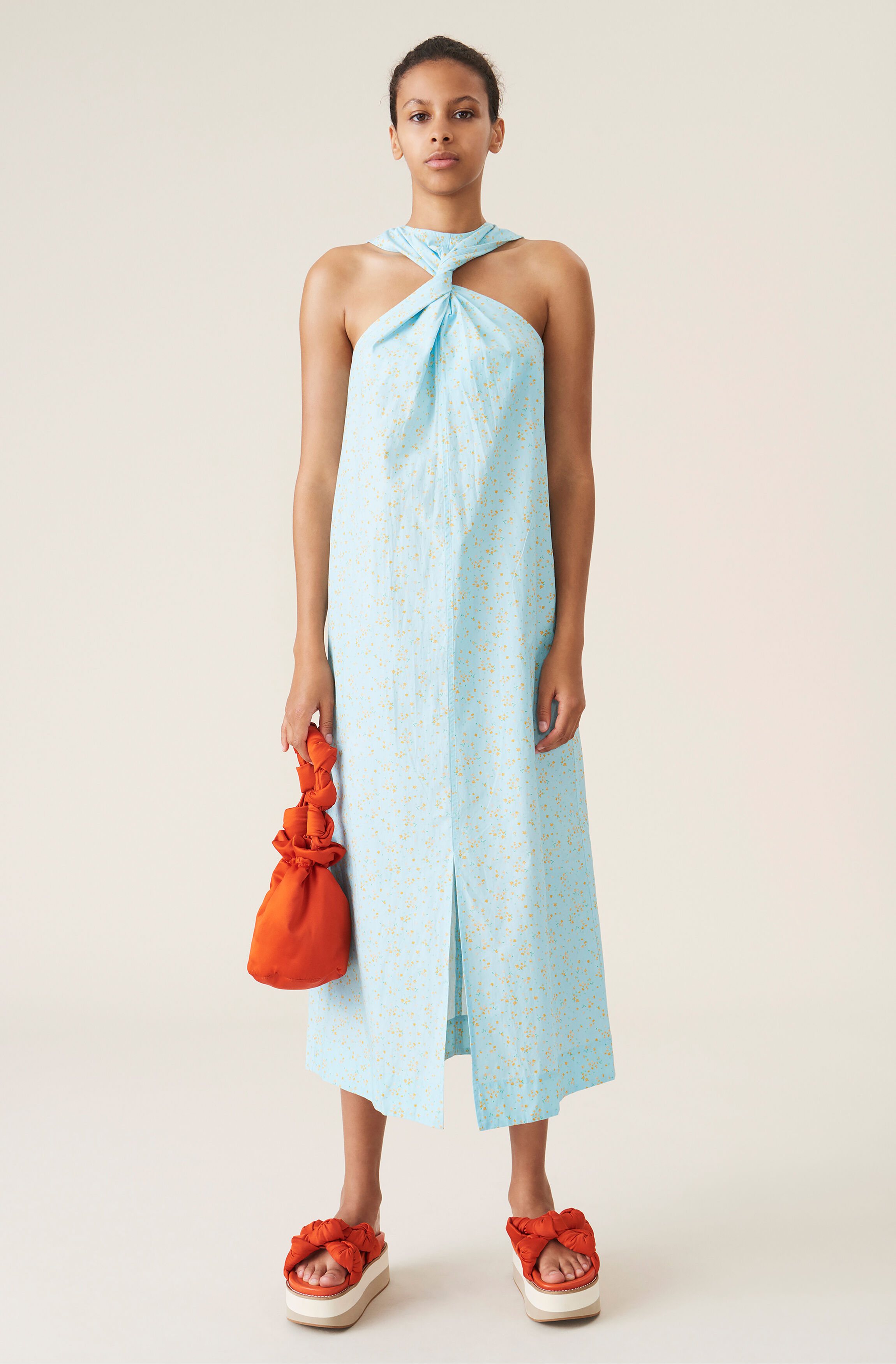 ganni blue floral dress