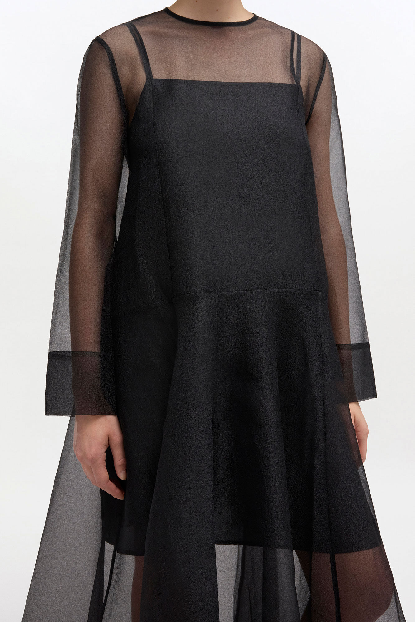 Black Circle Collar Dress, Recycled Polyester, in colour Black - 3 - GANNI