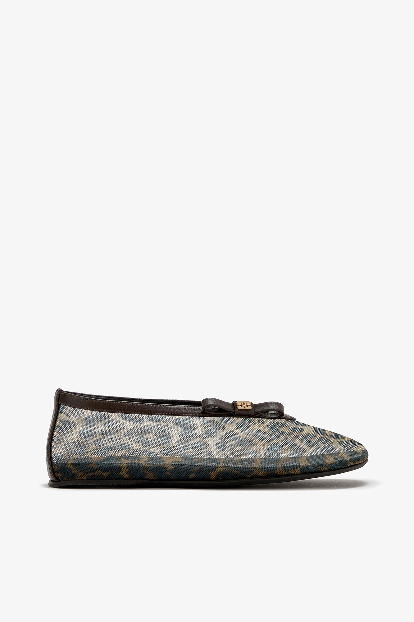 Jenny Ballerina in Leopard Mesh, Nylon, in colour Almond Milk - 1 - GANNI