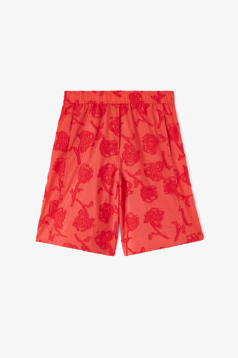 Shorts in Red Fil Coupe, Recycled Cotton, in colour Fiery Red - 1 - GANNI